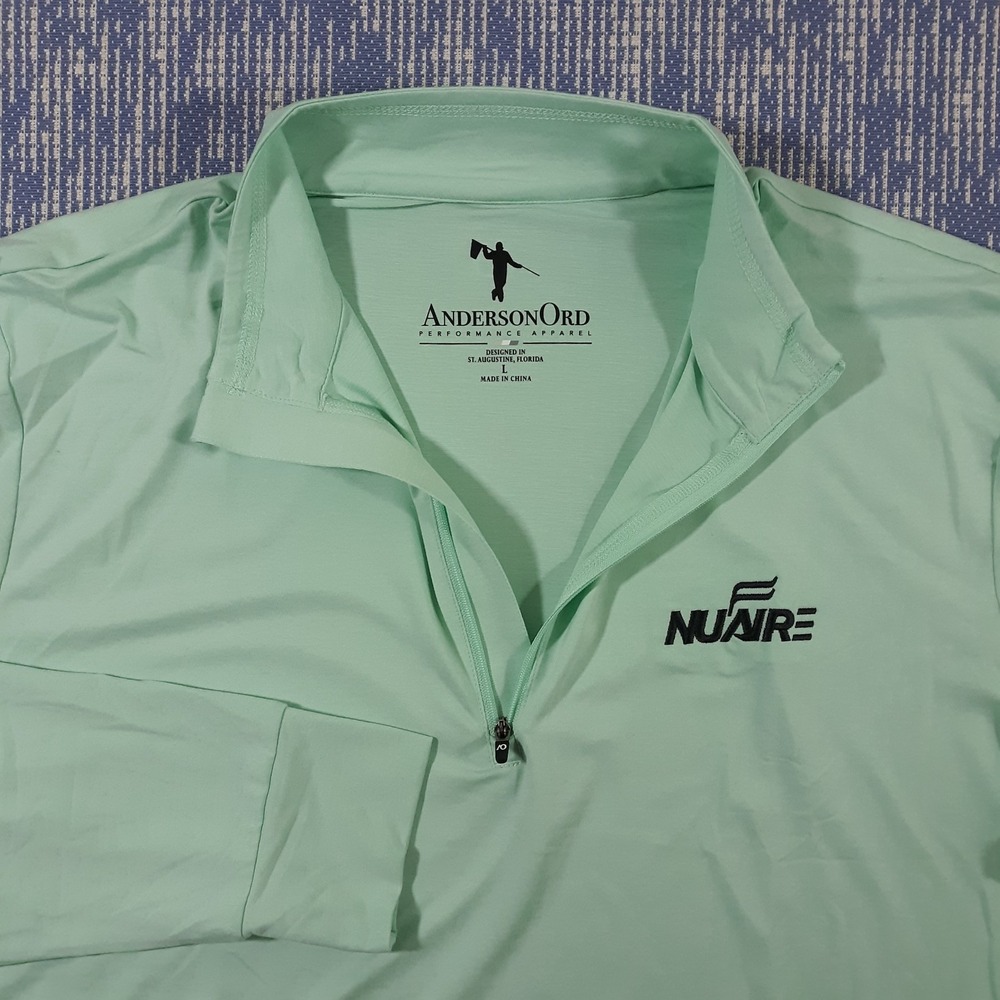 Anderson Ord Golf Shirt 1/4 Zip Pullover Mens L Green Stretch Performance